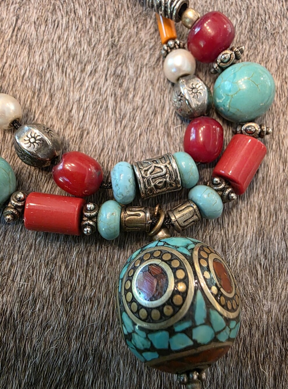 Stone Beaded Necklace Adjustable Strap